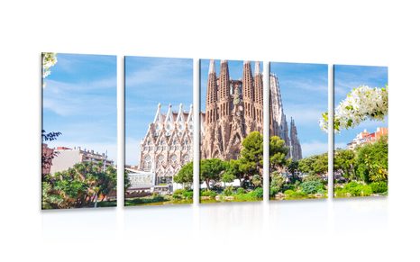 QUADRO IN 5 PARTI CATTEDRALE A BARCELLONA - QUADRI CITTÀ - QUADRI