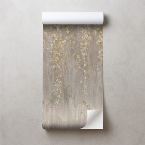 ZELFKLEVEND FOTOBEHANG BEIGE HANGENDE GLAMOURBLOEMEN - FOTOBEHANG BLOEMEN - FOTOBEHANG