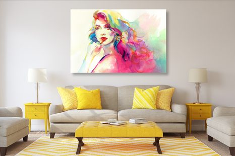 STAMPA SU TELA – RITRATTO FEMMINILE AD ACQUERELLO - QUADRI DI DONNE - STAMPE E QUADRI