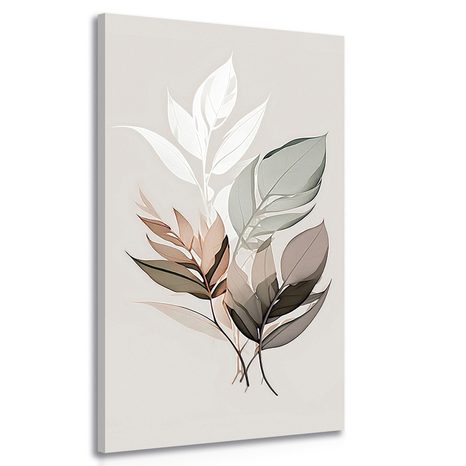 CANVAS PRINT LEAVES WITH A TOUCH OF MINIMALISM - PICTURES OF TREES AND LEAVES - PICTURES