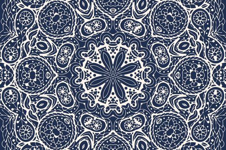 SAMOLEPÍCÍ TAPETA BÍLÁ MANDALA NA MODRÉM POZADÍ - SAMOLEPÍCÍ TAPETY - TAPETY