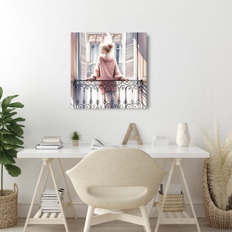 WANDBILD RUHIGE MOMENTE AUF DEM BALKON - WANDBILDER FRAUEN - BILDER