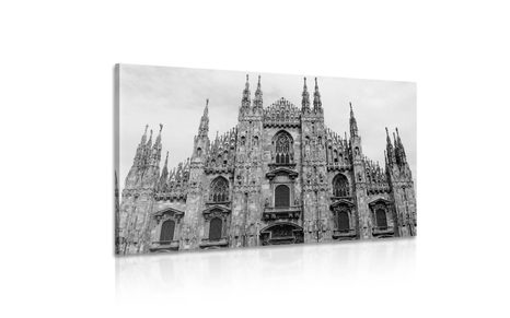 OBRAZ KATEDRÁLA V MILÁNĚ V ČERNOBÍLÉM PROVEDENÍ - ČERNOBÍLÉ OBRAZY - OBRAZY