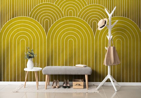 TAPETA HORČICOVÝ VZOR DÚHY MID-CENTURY - VZOROVANÉ TAPETY - TAPETY
