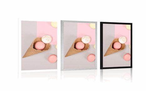 POSTER MAKRONEN IN EISWAFFEL - MIT KÜCHENMOTIV - POSTER