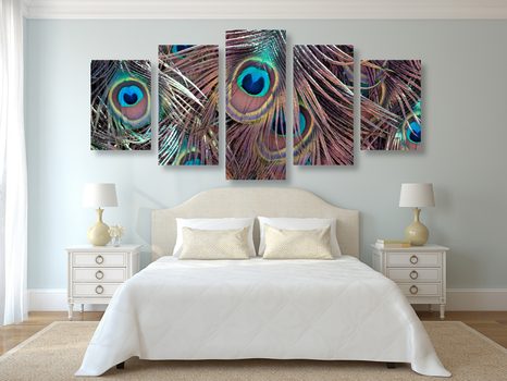 TABLOU 5-PIESE PANĂ DE PĂUN - TABLOURI CU COLȚURI DE LINIȘTITE - TABLOURI