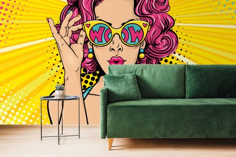 SELBSTKLEBENDE TAPETE FRAU MIT ROSA HAAREN - SELBSTKLEBENDE TAPETEN - TAPETEN