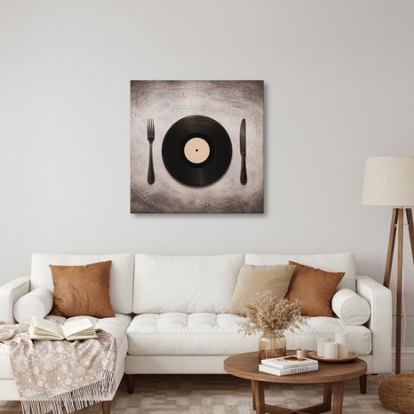 WANDBILD MUSIKTELLER MIT BESTECK - MUSIKBILDER - BILDER