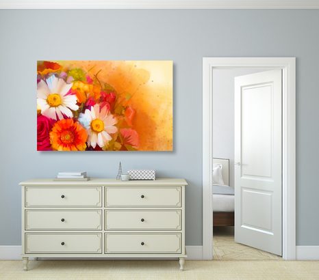 WANDBILD SCHÖNER BLUMENSTRAUSS - BILDER BLUMEN - BILDER