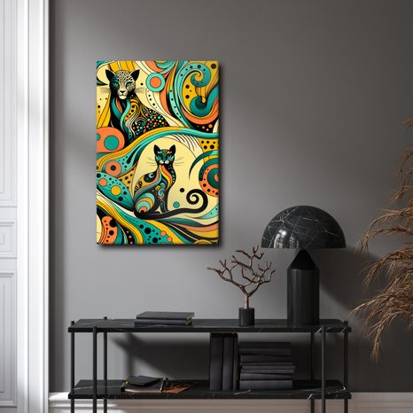 WANDBILD ORNAMENTALE KATZEN - BILDER VON KATZEN - BILDER