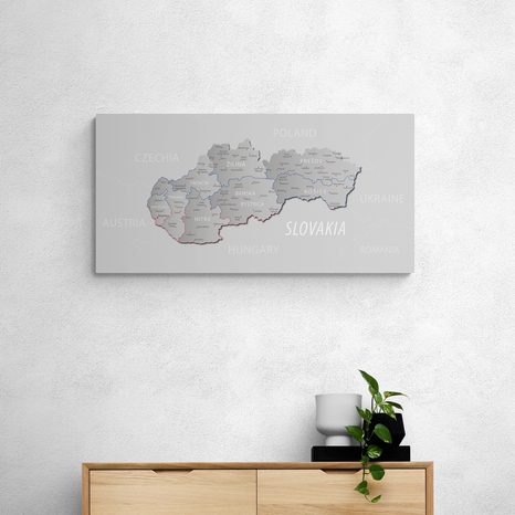 OBRAZ NA KORKU SIVÁ MAPA SLOVENSKA S DECENTNÝM KONTRASTOM - OBRAZY NA KORKU - OBRAZY