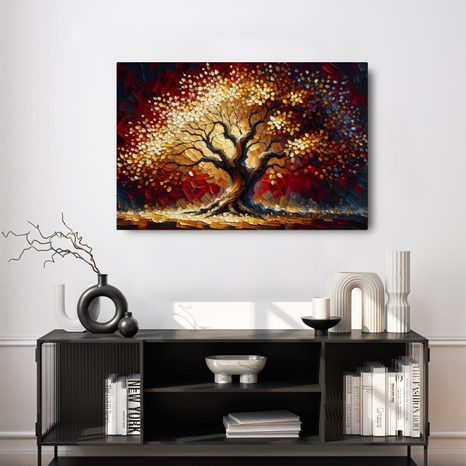WANDBILD LEUCHTENDER LEBENSBAUM IM HERBST - BILDER BÄUME DES LEBENS - BILDER