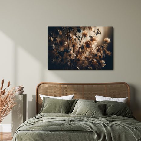 WANDBILD GETROCKNETE BLUMEN IN DUNKLEN TÖNEN - BILDER BLUMEN - BILDER