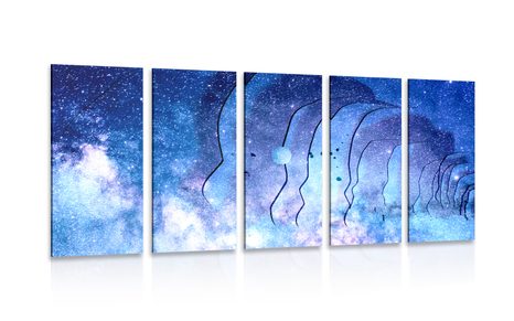5-PIECE CANVAS PRINT ABSTRACT MOON