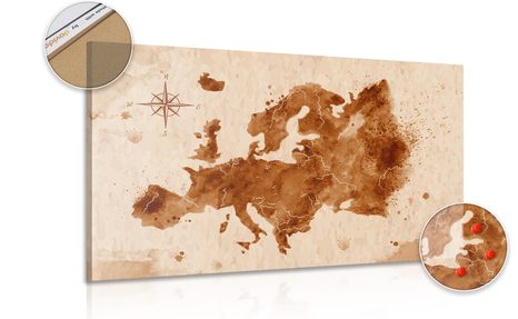 PICTURE ON CORK RETRO MAP OF EUROPE