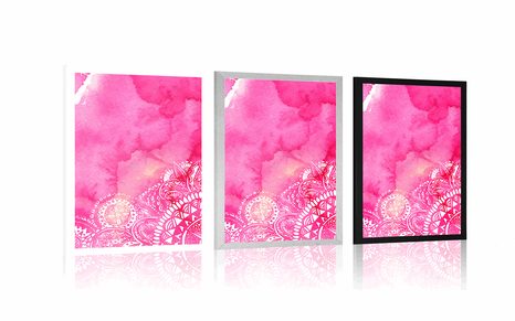 PLAKÁT MANDALA RŮŽOVÝ AKVAREL - FENG SHUI - PLAKÁTY