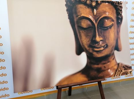 WANDBILD BRONZEKOPF VON BUDDHA - BILDER MIT FENG SHUI-MOTIVEN - BILDER