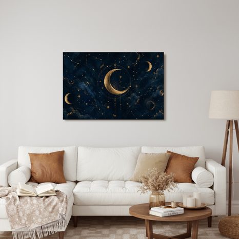 TABLEAU SUR TOILE – LUNE MYSTIQUE DANS LE CIEL NOCTURNE - TABLEAUX MOIS - TABLEAUX