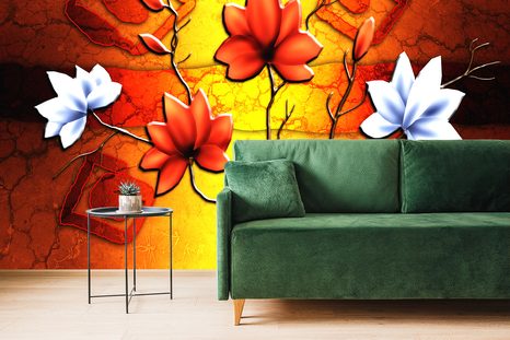 TAPETA KVĚTINY V ETNO STYLU - ABSTRAKTNÍ TAPETY - TAPETY