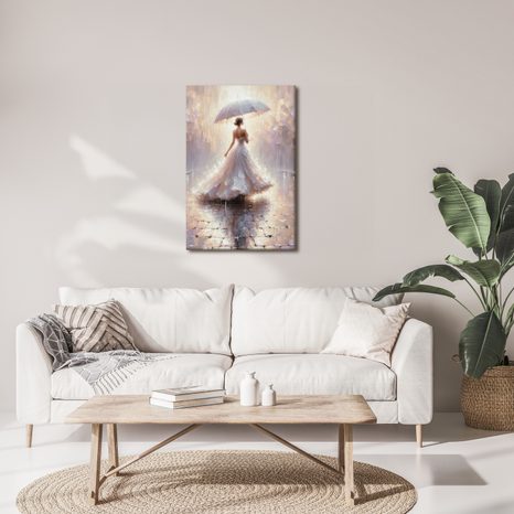 OBRAZ ŽENA S DEŠTNÍKEM V DEŠTI - OBRAZY - TOTÁLNÍ VÝPRODEJ 🔥