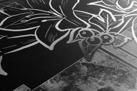 SLIKA ILUSTRACIJA ROŽ V ČRNOBELI IZVEDBI - ČRNOBELE SLIKE - SLIKE