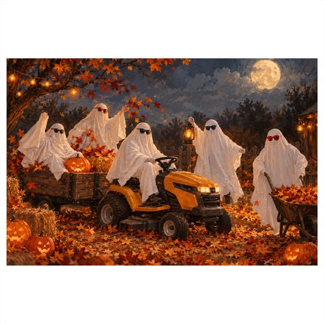 QUADRO SU TELA – SPETTRALE CORSA AUTUNNALE DI FANTASMI - QUADRI HALLOWEEN E HORROR - STAMPE E QUADRI