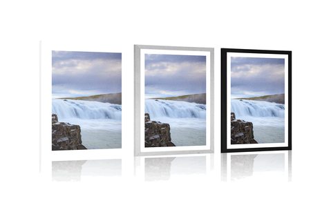 PLAKÁT NA PASPARTU ISLANDSKÉ VODOPÁDY - PŘÍRODA - PLAKÁTY