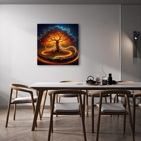 WANDBILD LEBENSBAUM IM FEUERRING - BILDER BÄUME DES LEBENS - BILDER