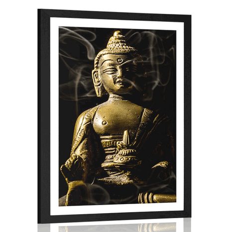 POSTER MIT PASSEPARTOUT BUDDHA-STATUE - FENG SHUI - POSTER