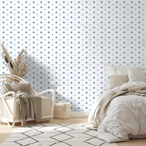 SAMOLEPÍCÍ TAPETA MODRÉ GEOMETRICKÉ DIAMANTY - VZOROVANÉ TAPETY - TAPETY