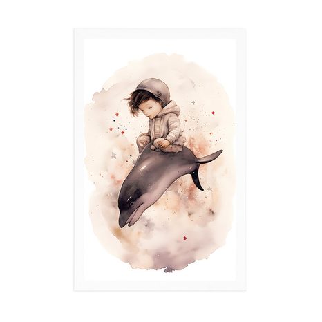 POSTER – BAMBINO SOGNANTE CON DELFINO - ANIMALI DA SOGNO - POSTER