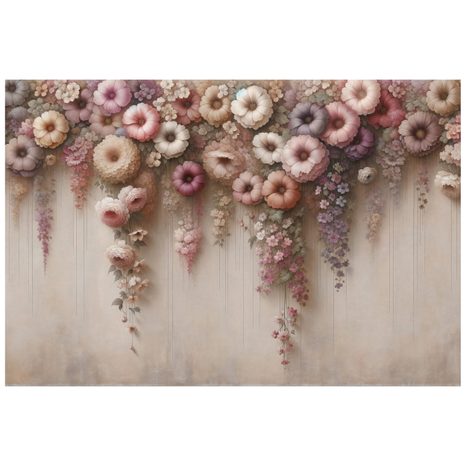 SAMOLEPÍCÍ TAPETA PASTELOVÉ VISÍCÍ KVĚTY - TAPETY KVĚTINY - TAPETY
