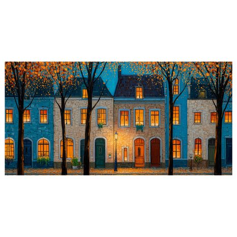 OBRAZ KOUZELNÁ PODZIMNÍ ATMOSFÉRA - BAREVNÉ DOMY - OBRAZY