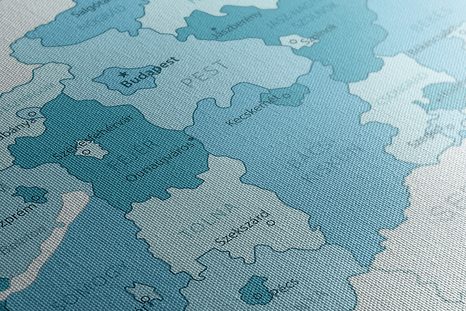 QUADRO IN SUGHERO – MAPPA DELL'UNGHERIA ELEGANTE BLU - QUADRI SU SUGHERO - STAMPE E QUADRI