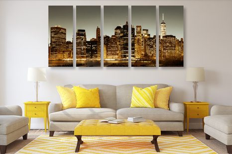 TABLOU 5-PIESE CENTRUL NEW YORK-ULUI - TABLOURI CU ORAȘE - TABLOURI