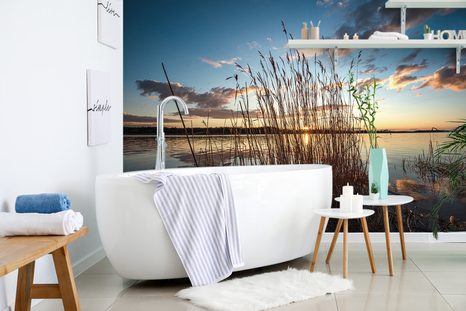 SAMOLEPÍCÍ FOTOTAPETA STÉBLA TRÁVY U JEZERA - SAMOLEPÍCÍ TAPETY - TAPETY