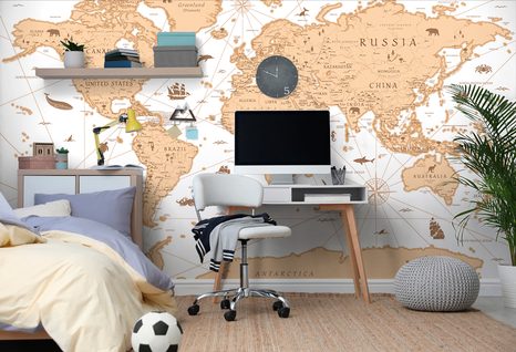 SAMOLEPÍCÍ TAPETA BÉŽOVÁ MAPA - SAMOLEPÍCÍ TAPETY - TAPETY