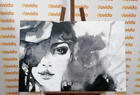 WANDBILD ABSTRAKTES FRAUENPORTRÄT IN SCHWARZ-WEISS - SCHWARZ-WEISSE BILDER - BILDER