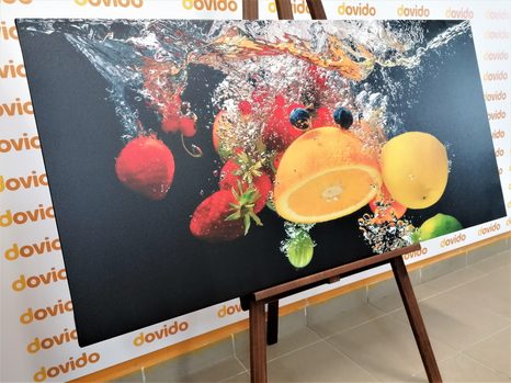 CANVAS PRINT FRUIT FALLING INTO WATER - PICTURES - 🔥 TOTAL SALE 🔥