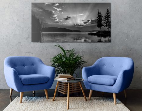 KÉP HEGYI TÓ FEKETE FEHÉRBEN - FEKETE-FEHÉR KÉPEK - KÉPEK