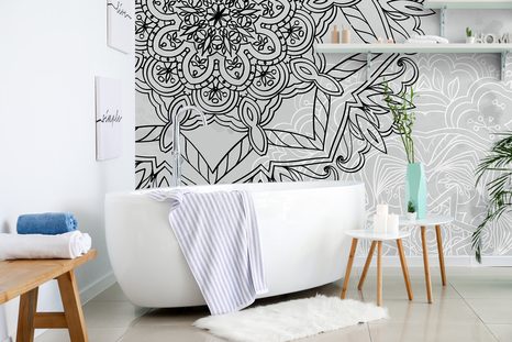 CARTA DA PARATI – MANDALA IN BIANCO E NERO - CARTA DA PARATI BIANCO E NERO - CARTA DA PARATI