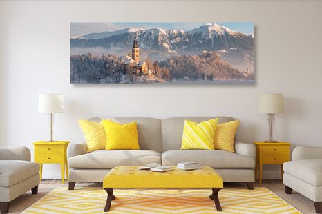 OBRAZ KOSTEL U JEZERA BLED VE SLOVINSKU - OBRAZY PŘÍRODY A KRAJINY - OBRAZY