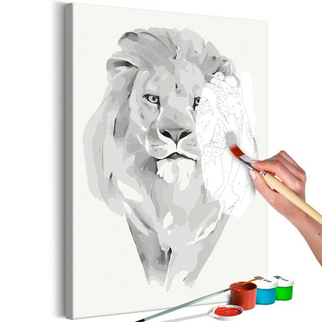 PICTURE PAINTING BY NUMBERS BEAUTIFUL WHITE LION