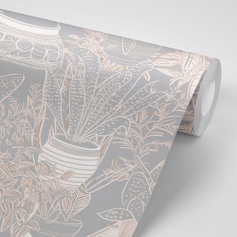 CARTA DA PARATI AUTOADESIVA – MOTIVO BOTANICO IN TONALITÀ GRIGIO-BEIGE - CARTA DA PARATI AUTOADESIVE - CARTA DA PARATI