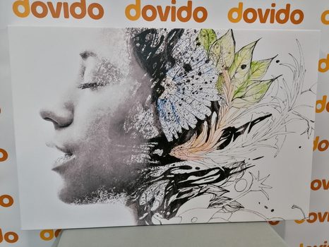 OBRAZ ŽENA S MALOVANÝMI KVĚTINAMI - OBRAZY ŽENY - OBRAZY