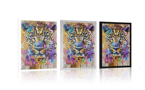 POSTER – LEOPARDO CON IMITAZIONE PITTORICA - LEONI E TIGRI - POSTER