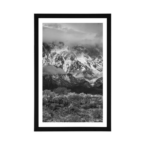 POSTER – UNICO PAESAGGIO MONTANO IN BIANCO E NERO - NERO E BIANCO - POSTER