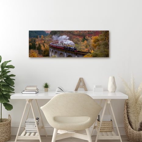 QUADRO SU TELA – VIAGGIO IN TRENO NELLA VALLE - QUADRI DI NATURA E PAESAGGIO - STAMPE E QUADRI