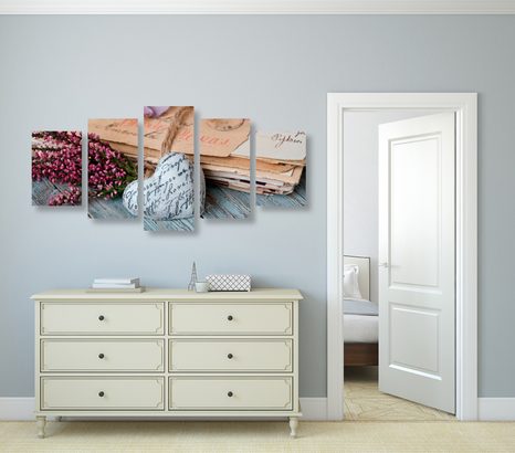 TABLOU 5-PIESE FRUNZE NOSTALGICE - TABLOURI VINTAGE ȘI RETRO - TABLOURI