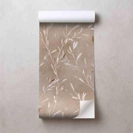 ZELFKLEVEND FOTOBEHANG FIJNE BEIGE TAKJES - FOTOBEHANG BLADEREN - FOTOBEHANG